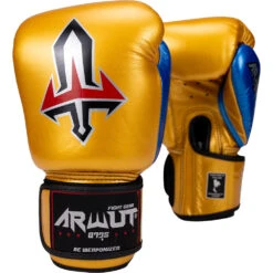 Arwut Fight Gear Gold Velcro Muay Thai Gloves