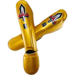 Arwut Fight Gear Gold Leather Shin Guards