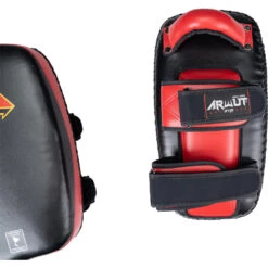 Arwut Fight Gear Protector Black/Red Thai Kick Pads -Boxing Supplies Shop 6AWKP4MCF BK RD 4