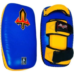 Arwut Fight Gear Protector Blue/Yellow Thai Kick Pads