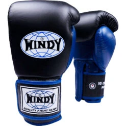 Windy Pro-Line Black/Blue Leather Boxing Gloves
