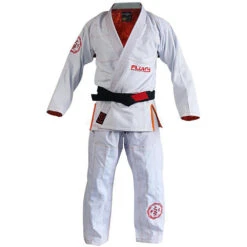Fluory White Red Logo Jiu Jitsu Gi