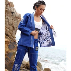 Fluory White Crane Blue Jiu Jitsu Gi -Boxing Supplies Shop BJJF24B c 5