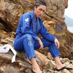 Fluory White Crane Blue Jiu Jitsu Gi -Boxing Supplies Shop BJJF24B c 6