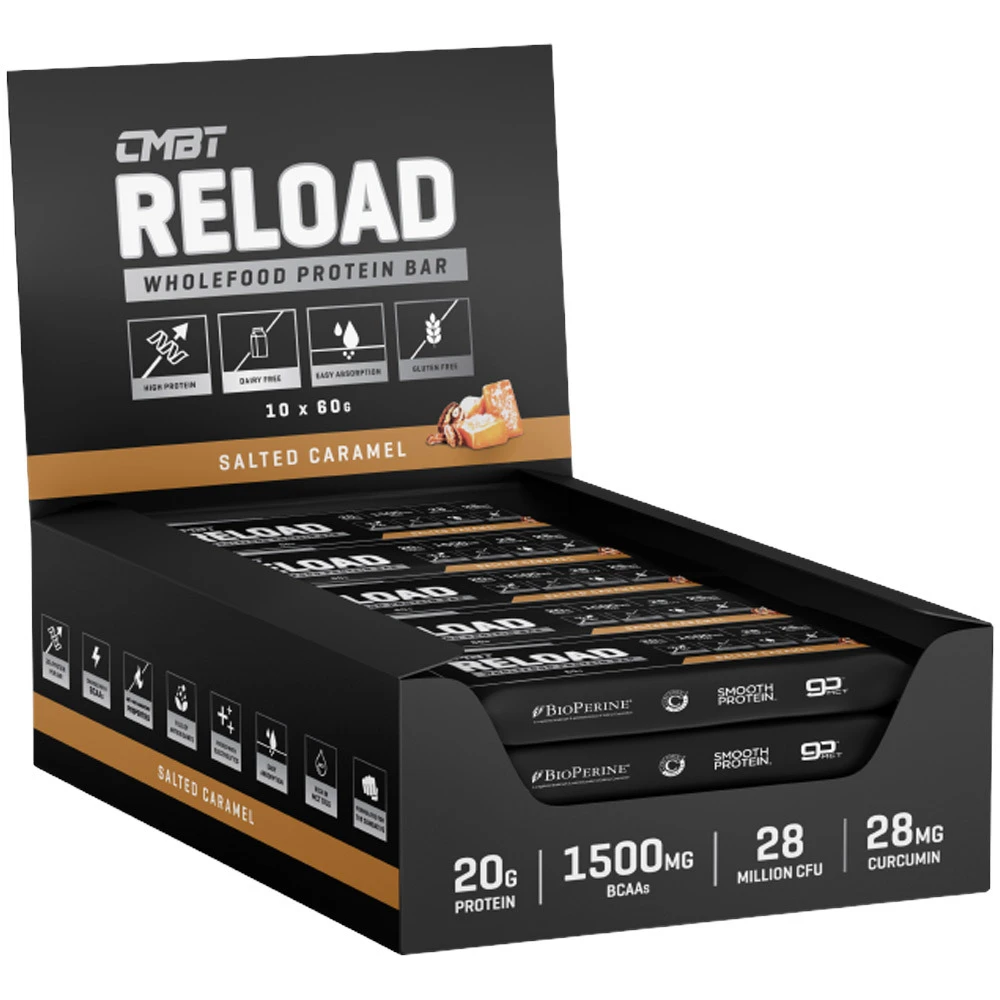 CMBT Nutrition Reload Salted Caramel Recovery Bar - 10 Pack 1 CMBT Nutrition Reload Salted Caramel Recovery Bar - 10 Pack