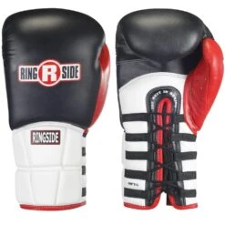 Ringside Professional IMF Tech Black/White/Red Sparring Lace Up Gloves