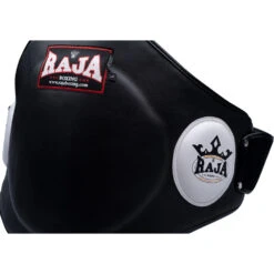 Raja Boxing Black/White Belly Pad Velcro Leather -Boxing Supplies Shop RBP 1A c 3