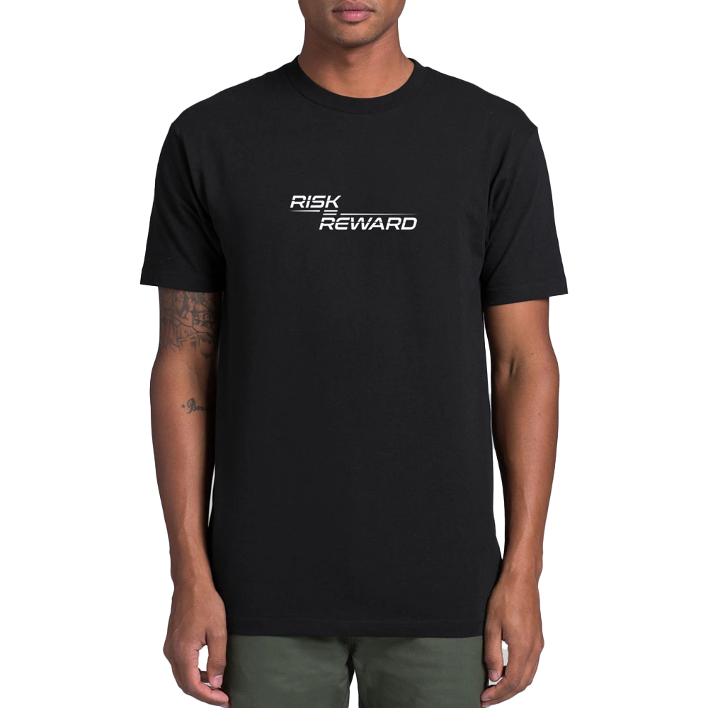 Risk Equals Reward Mens Black T-Shirt 2 Risk Equals Reward Mens Black T-Shirt - Image 2