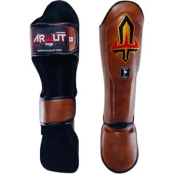Arwut Fight Gear Brown Leather Shin Guards -Boxing Supplies Shop SG3 BRW c 2