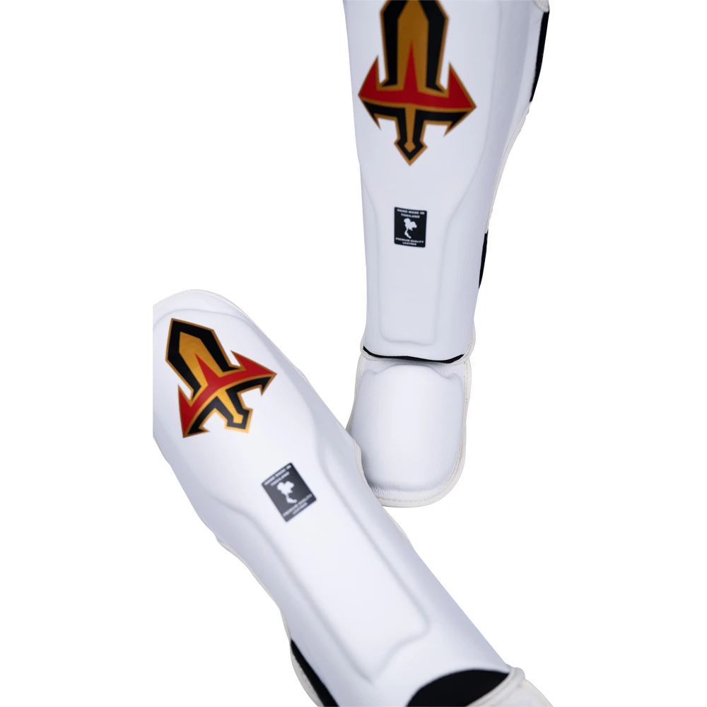 Arwut Fight Gear White Leather Shin Guards 5 Arwut Fight Gear White Leather Shin Guards - Image 5