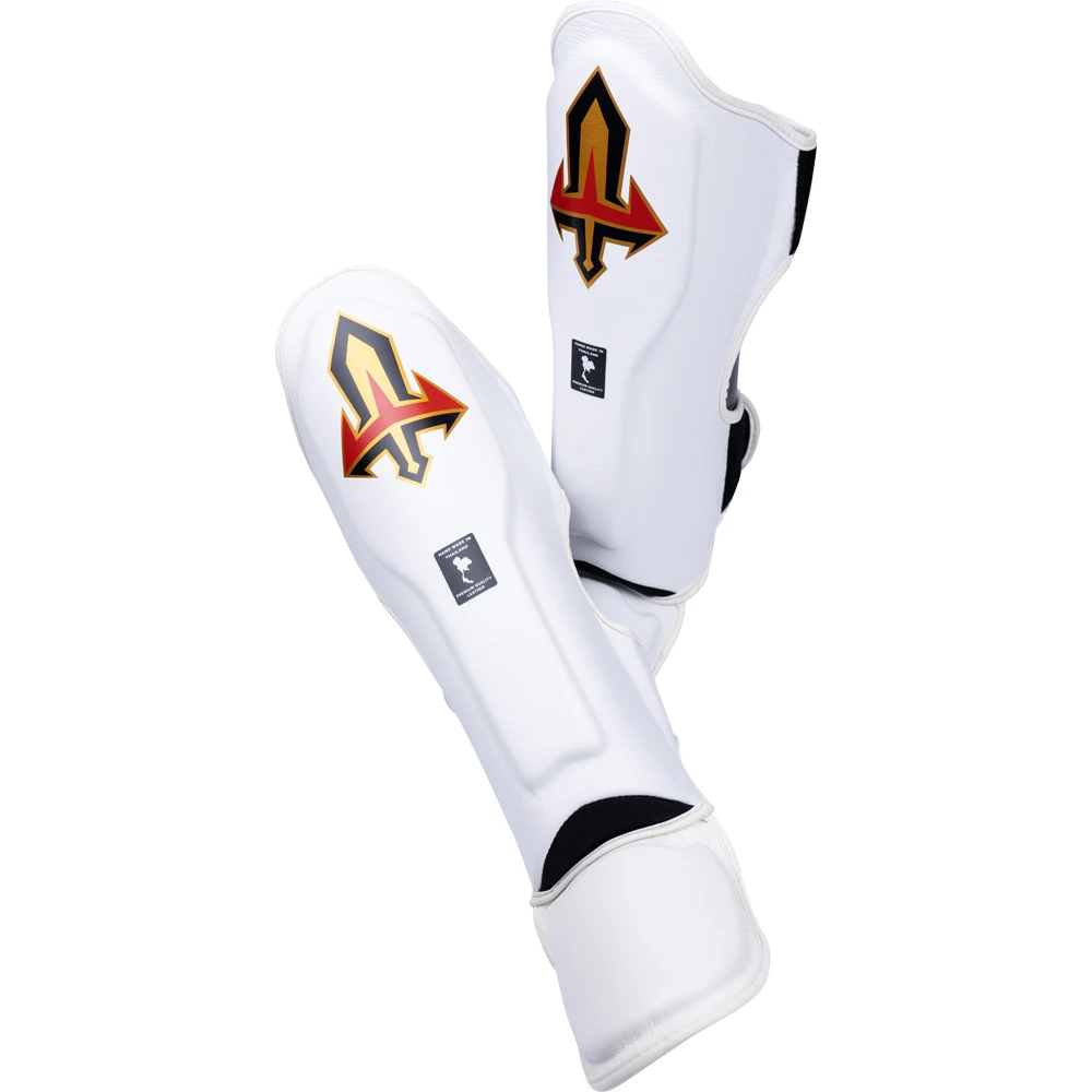 Arwut Fight Gear White Leather Shin Guards 1 Arwut Fight Gear White Leather Shin Guards