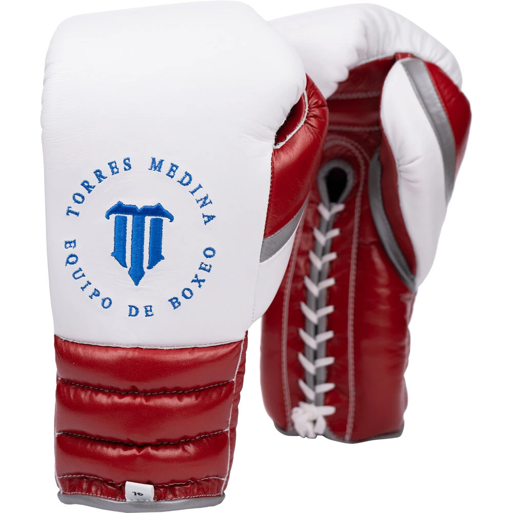 Boxeo TM Special Edition White/Red Lace Up Training Gloves 3 Boxeo TM Special Edition White/Red Lace Up Training Gloves - Image 3