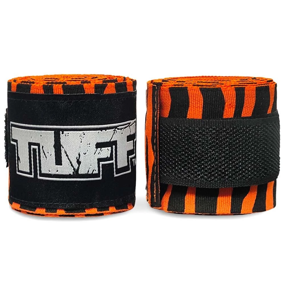 Tuff Elasticised Nylon Orange Tiger Hand Wraps 1 Tuff Elasticised Nylon Orange Tiger Hand Wraps