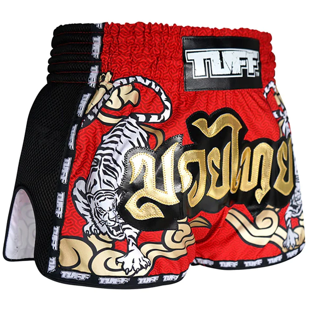 Tuff Double Tiger Red Retro Muay Thai Shorts 4 Tuff Double Tiger Red Retro Muay Thai Shorts - Image 4