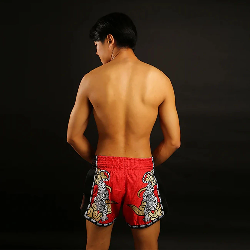 Tuff Double Tiger Red Retro Muay Thai Shorts 7 Tuff Double Tiger Red Retro Muay Thai Shorts - Image 7