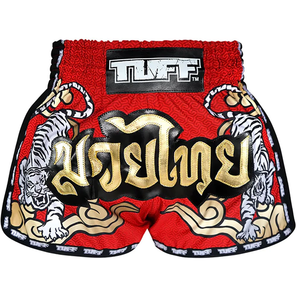 Tuff Double Tiger Red Retro Muay Thai Shorts 1 Tuff Double Tiger Red Retro Muay Thai Shorts