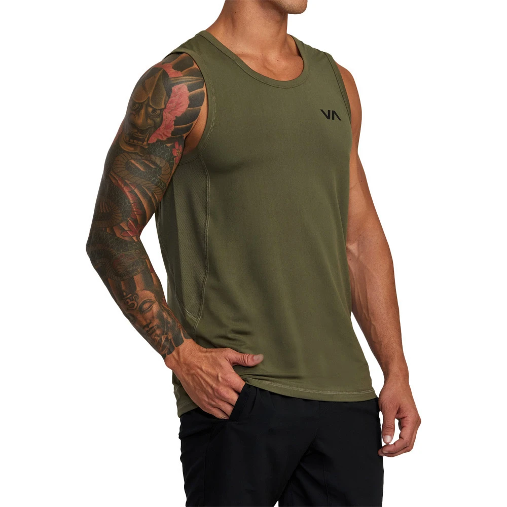 RVCA Sport Vent Olive Tank Top 2 RVCA Sport Vent Olive Tank Top - Image 2