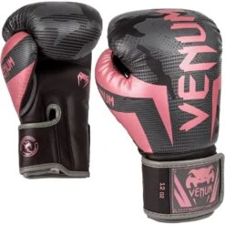 Venum Elite Black/Pink/Gold Boxing Gloves
